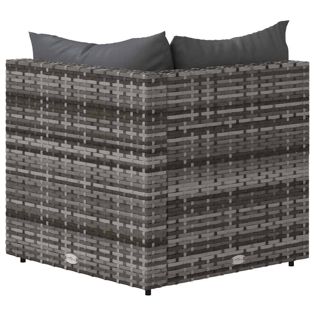 vidaXL Garten-Ecksofas mit Kissen 2 Stk. Grau Poly Rattan