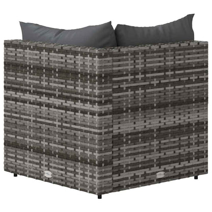 vidaXL Garten-Ecksofas mit Kissen 2 Stk. Grau Poly Rattan