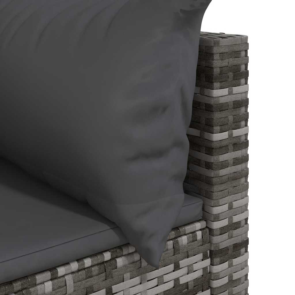 vidaXL Garten-Ecksofas mit Kissen 2 Stk. Grau Poly Rattan