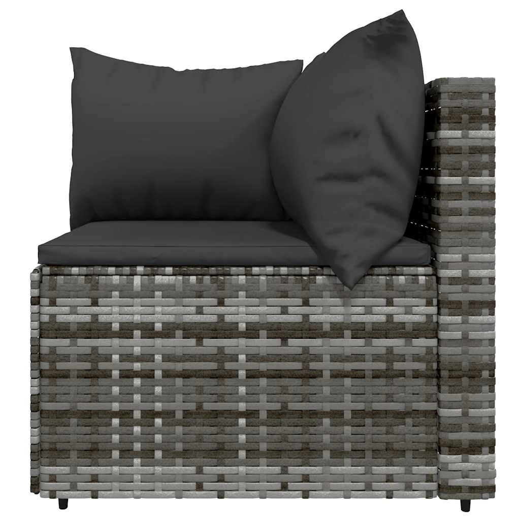 vidaXL 3-tlg. Garten-Lounge-Set mit Kissen Grau Poly Rattan