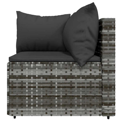 vidaXL 3-tlg. Garten-Lounge-Set mit Kissen Grau Poly Rattan