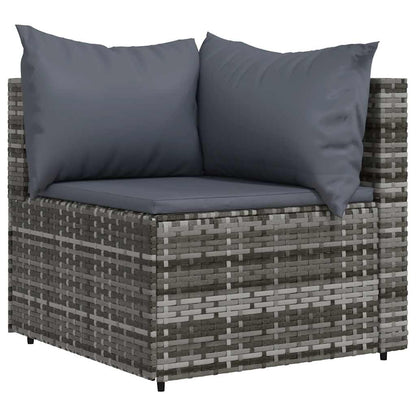 vidaXL 3-tlg. Garten-Lounge-Set mit Kissen Grau Poly Rattan