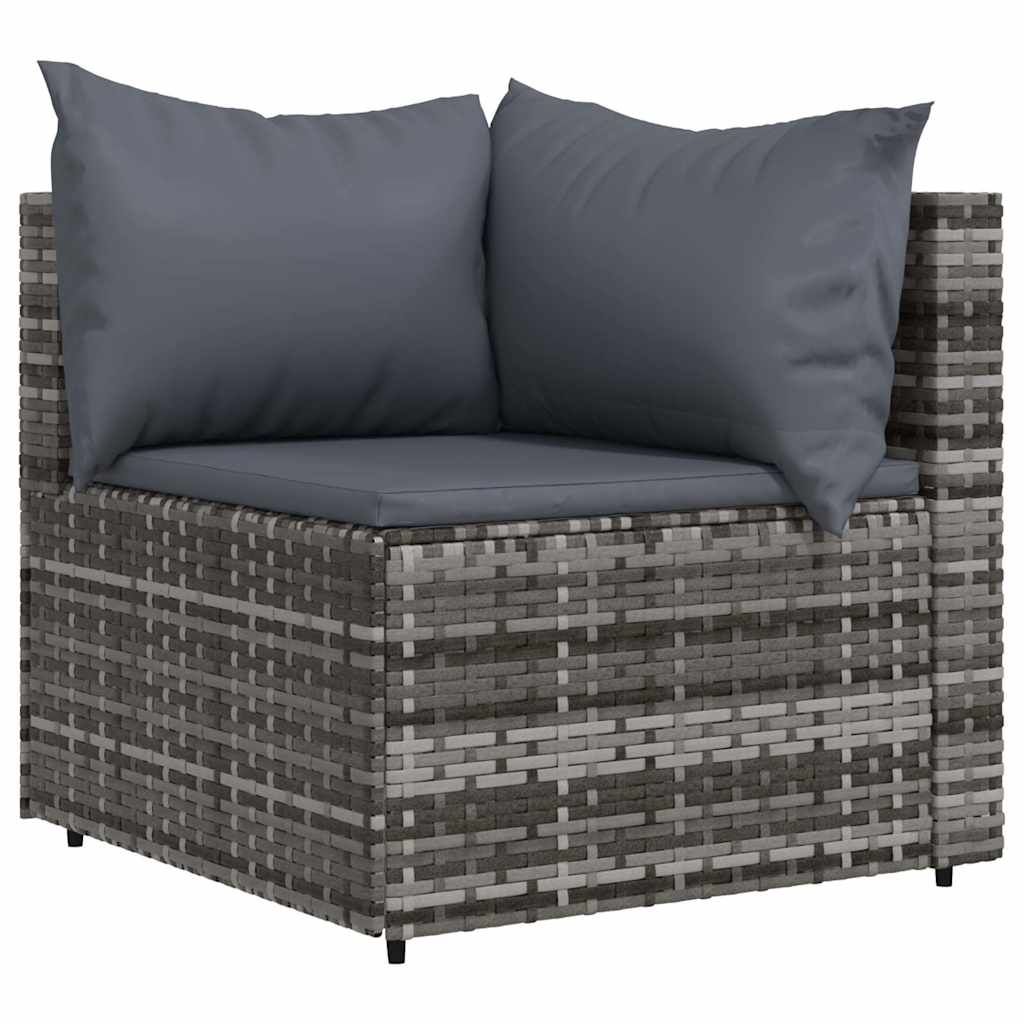 vidaXL Salon de jardin 4 pcs avec coussins Gris Résine tressée