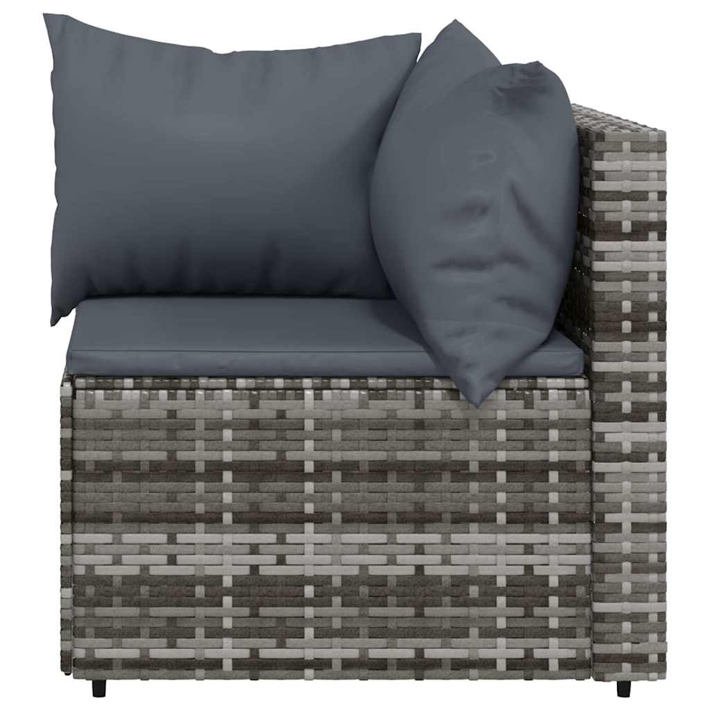 vidaXL Salon de jardin 4 pcs avec coussins Gris Résine tressée