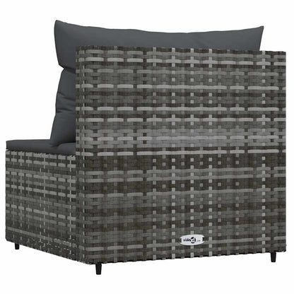 vidaXL Canapé central de jardin avec coussins gris en résine tressée