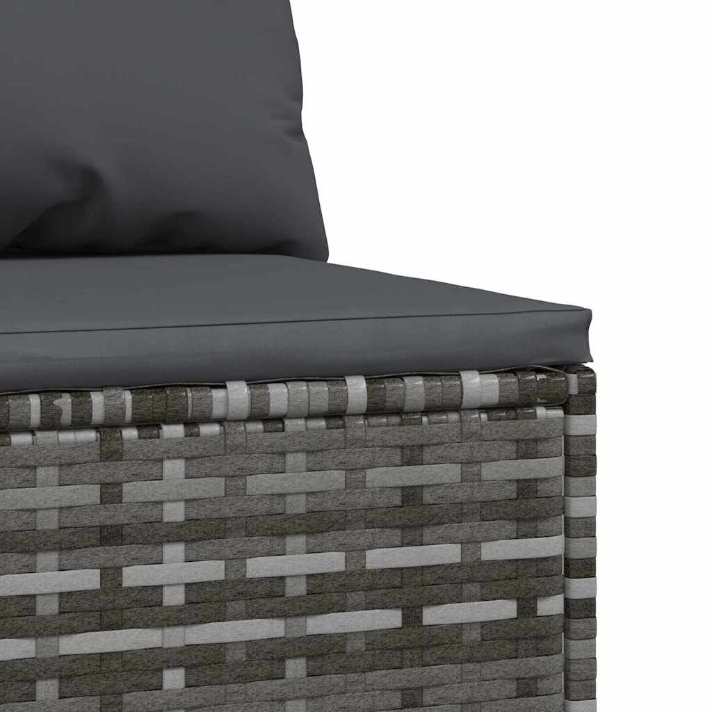 vidaXL Canapé central de jardin avec coussins gris en résine tressée