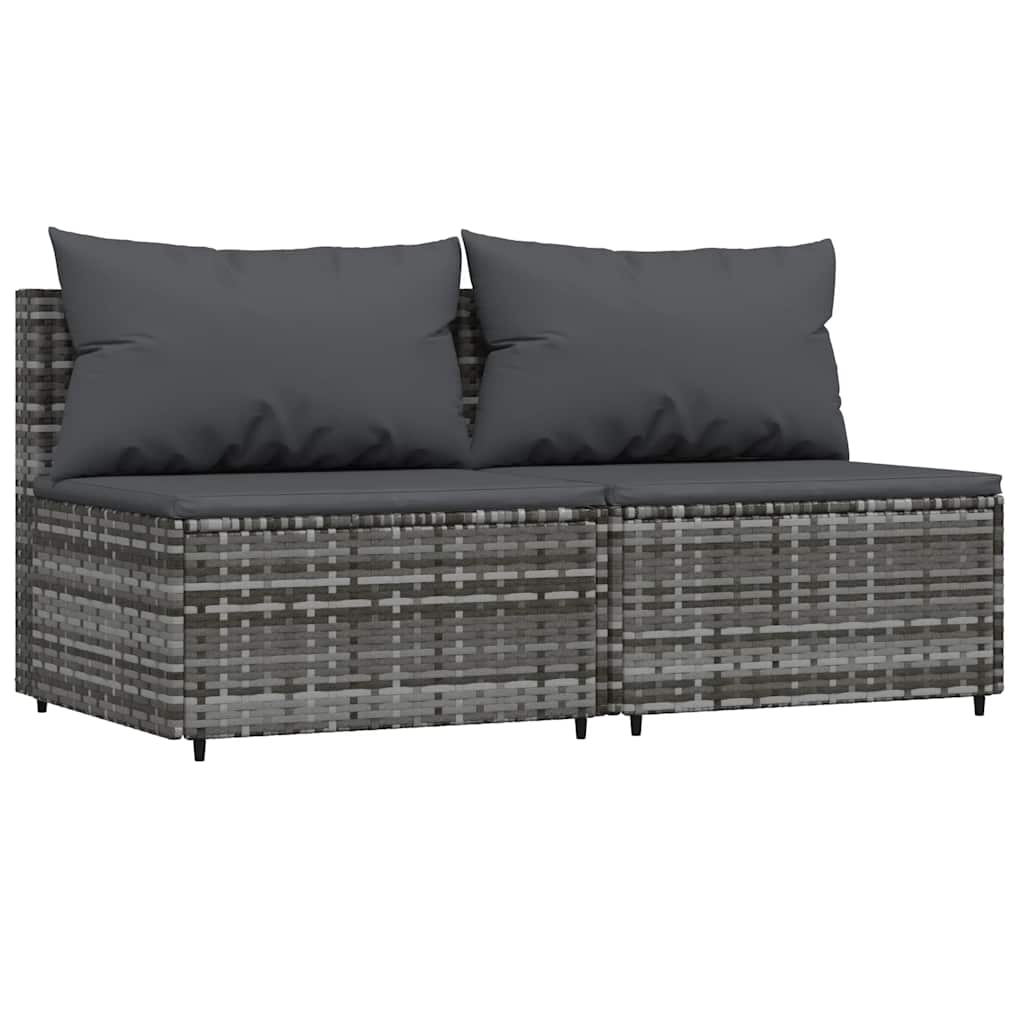 vidaXL Salon de jardin 3 pièces avec coussins Résine tressée Gris