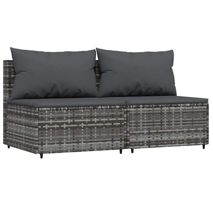vidaXL Salon de jardin 3 pièces avec coussins Résine tressée Gris