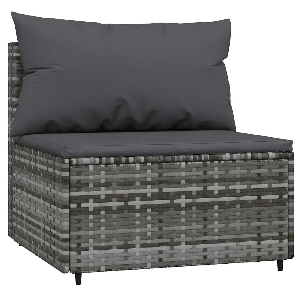 vidaXL Salon de jardin 3 pièces avec coussins Résine tressée Gris
