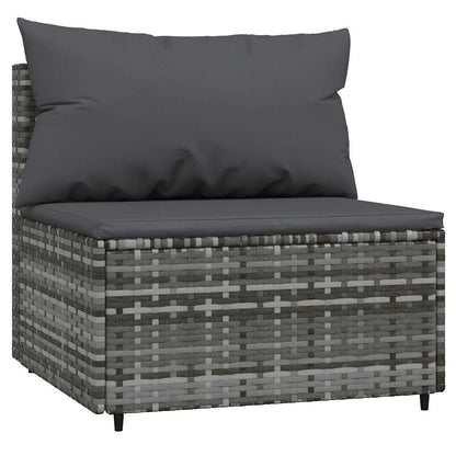 vidaXL Salon de jardin 3 pièces avec coussins Résine tressée Gris