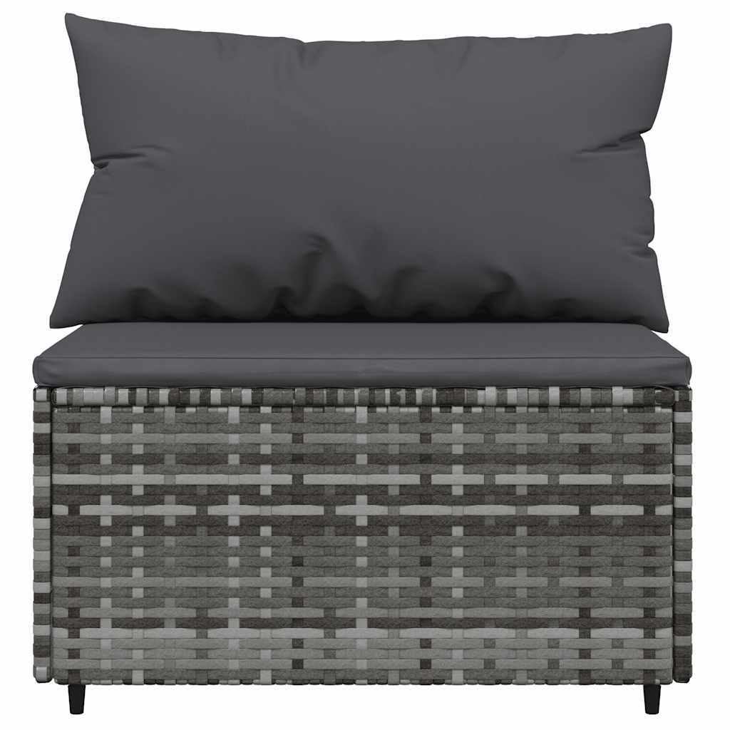 vidaXL Salon de jardin 3 pièces avec coussins Résine tressée Gris