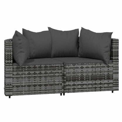 vidaXL Canapés d'angle de jardin avec coussins 2 pcs Gris Résine tressée