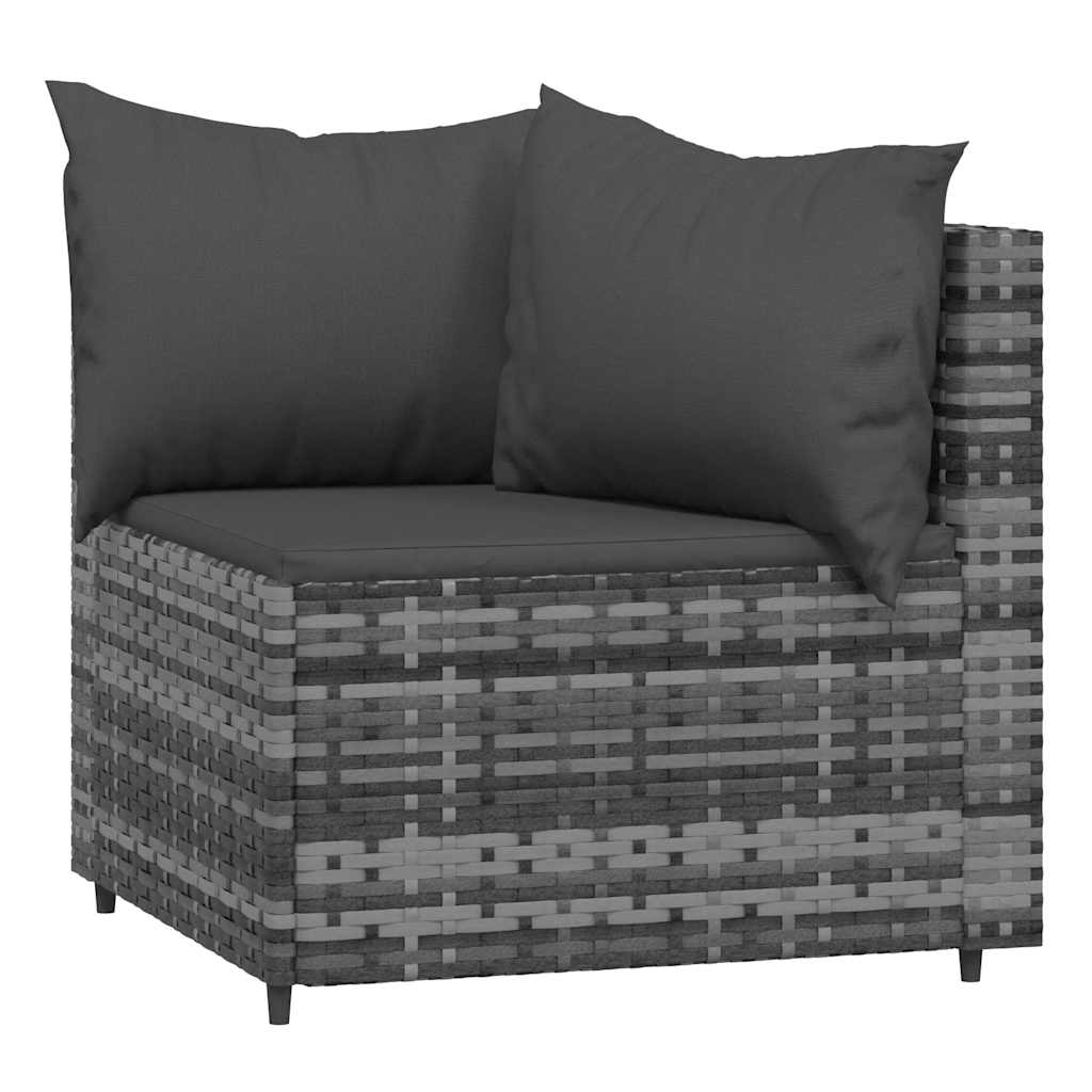 vidaXL Canapés d'angle de jardin avec coussins 2 pcs Gris Résine tressée