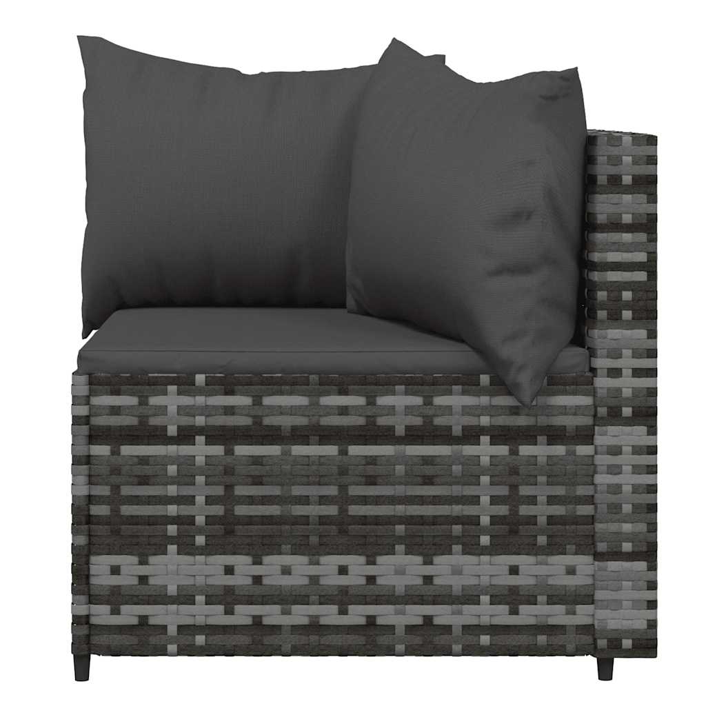 vidaXL Canapés d'angle de jardin avec coussins 2 pcs Gris Résine tressée