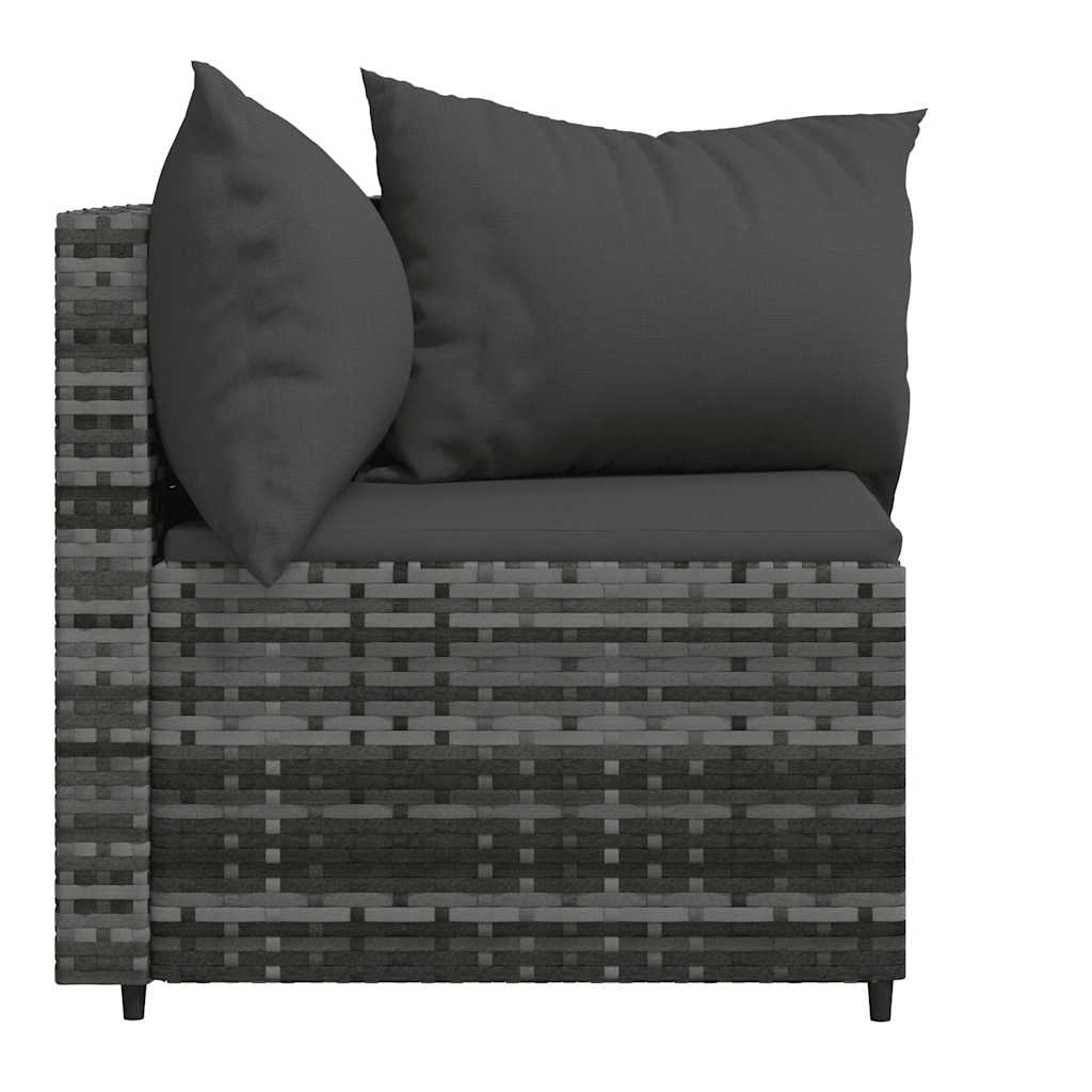vidaXL Canapés d'angle de jardin avec coussins 2 pcs Gris Résine tressée