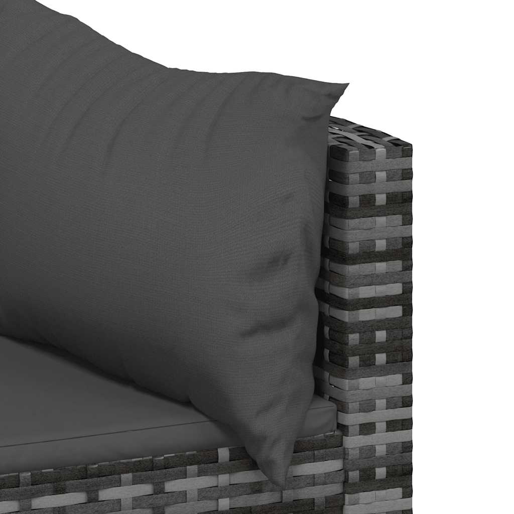vidaXL Canapés d'angle de jardin avec coussins 2 pcs Gris Résine tressée