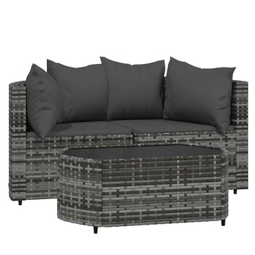 vidaXL Salon de jardin 3 pièces avec coussins Résine tressée Gris