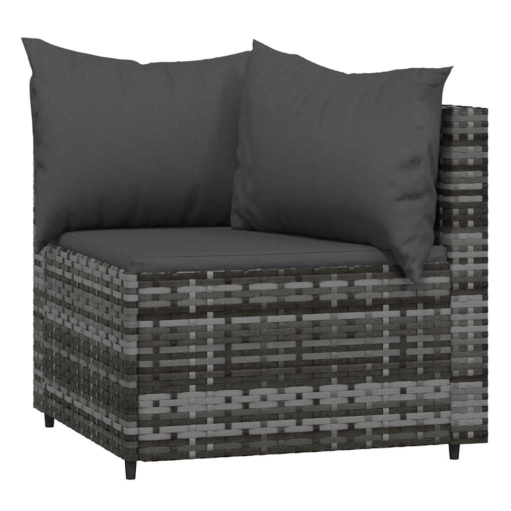 vidaXL Salon de jardin 3 pièces avec coussins Résine tressée Gris