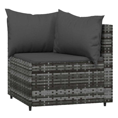 vidaXL Salon de jardin 3 pièces avec coussins Résine tressée Gris