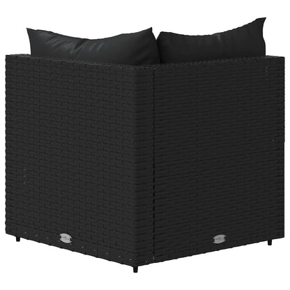vidaXL Canapé d'angle de jardin avec coussins Noir Résine tressée