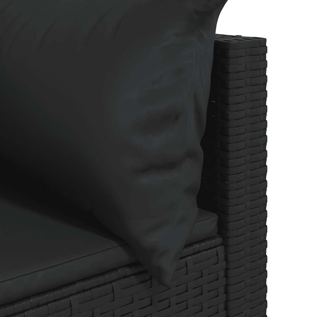 vidaXL Canapé d'angle de jardin avec coussins Noir Résine tressée