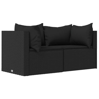 vidaXL Canapés d'angle de jardin avec coussins 2 pcs Noir Résine tressée
