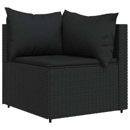 vidaXL Canapés d'angle de jardin avec coussins 2 pcs Noir Résine tressée