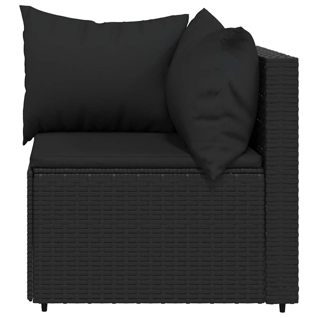 vidaXL Canapés d'angle de jardin avec coussins 2 pcs Noir Résine tressée