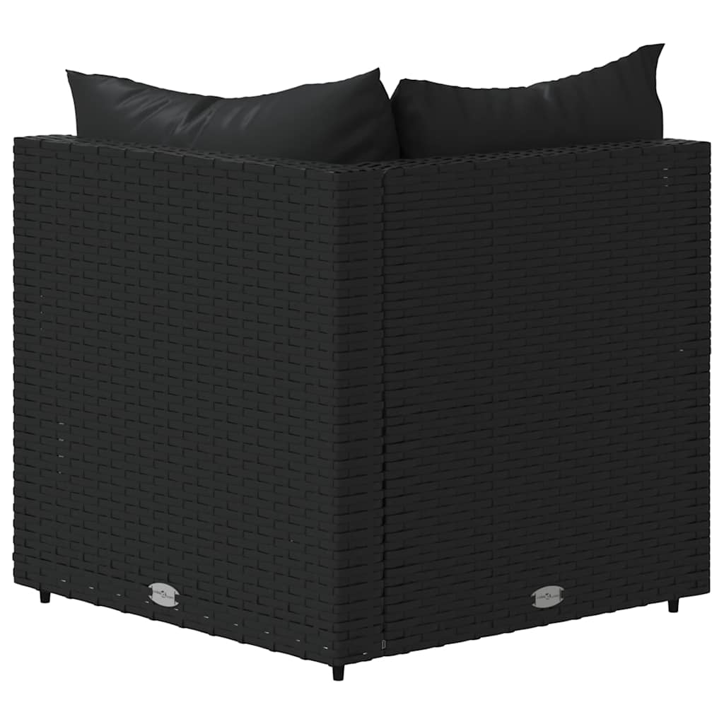 vidaXL Canapés d'angle de jardin avec coussins 2 pcs Noir Résine tressée