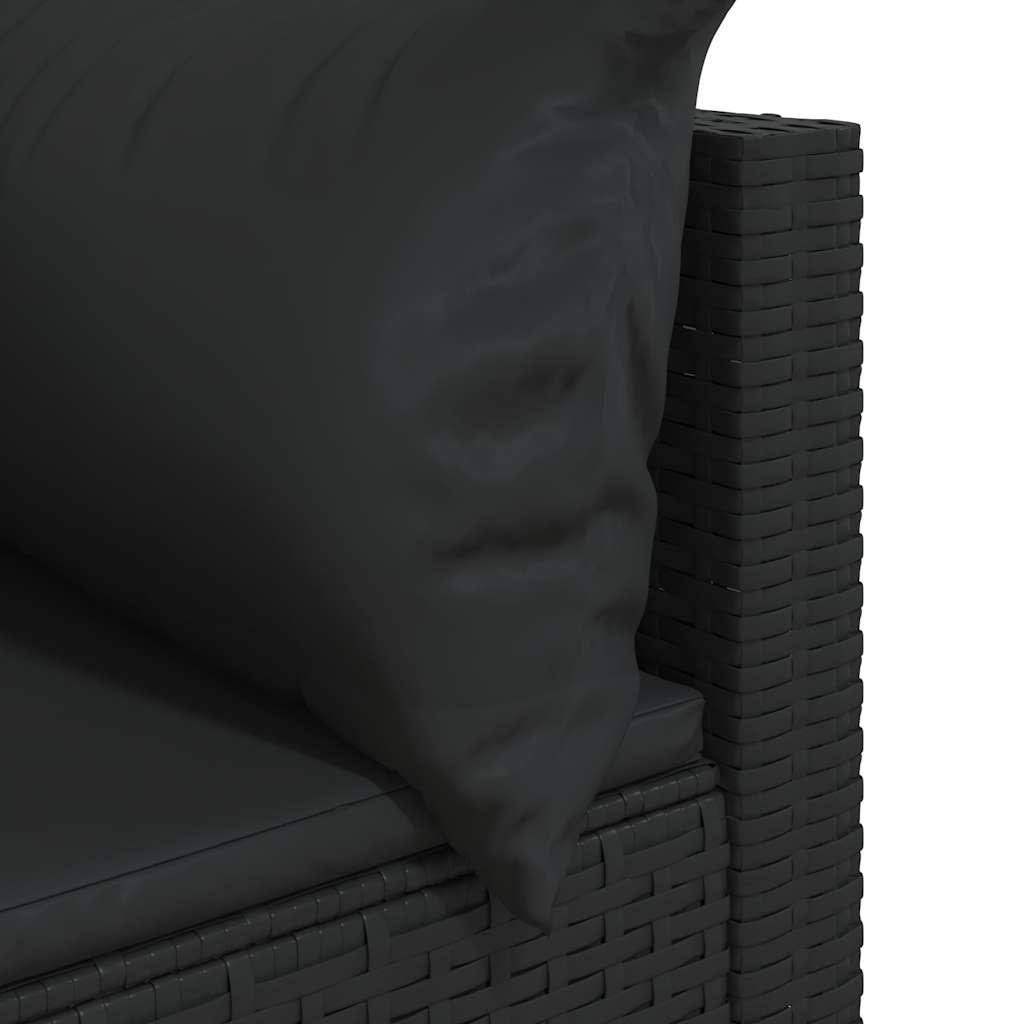 vidaXL Canapés d'angle de jardin avec coussins 2 pcs Noir Résine tressée