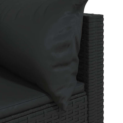 vidaXL Canapés d'angle de jardin avec coussins 2 pcs Noir Résine tressée