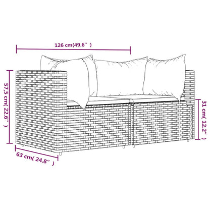 vidaXL Canapés d'angle de jardin avec coussins 2 pcs Noir Résine tressée