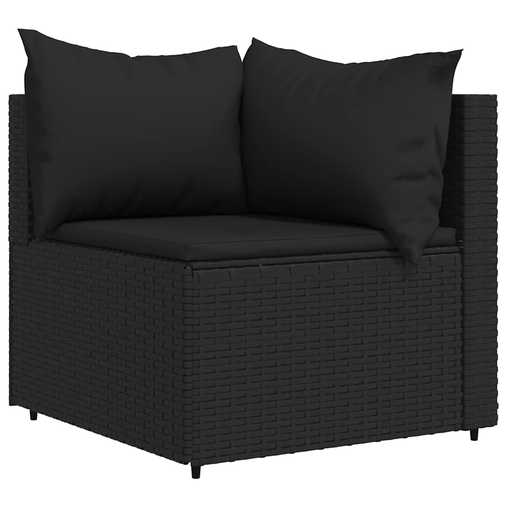vidaXL Ensemble de salon de jardin 3 pcs avec coussins Noir Résine tressée