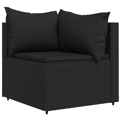 vidaXL Ensemble de salon de jardin 3 pcs avec coussins Noir Résine tressée