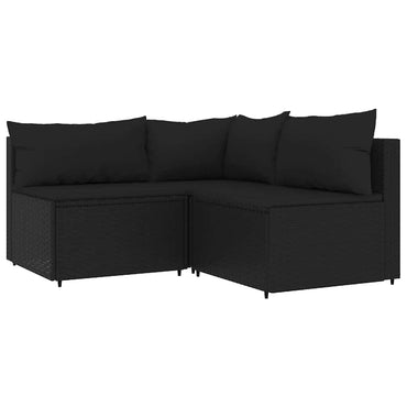vidaXL Ensemble de salon de jardin 3 pcs avec coussins Noir Résine tressée