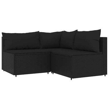 vidaXL Ensemble de salon de jardin 3 pcs avec coussins Noir Résine tressée