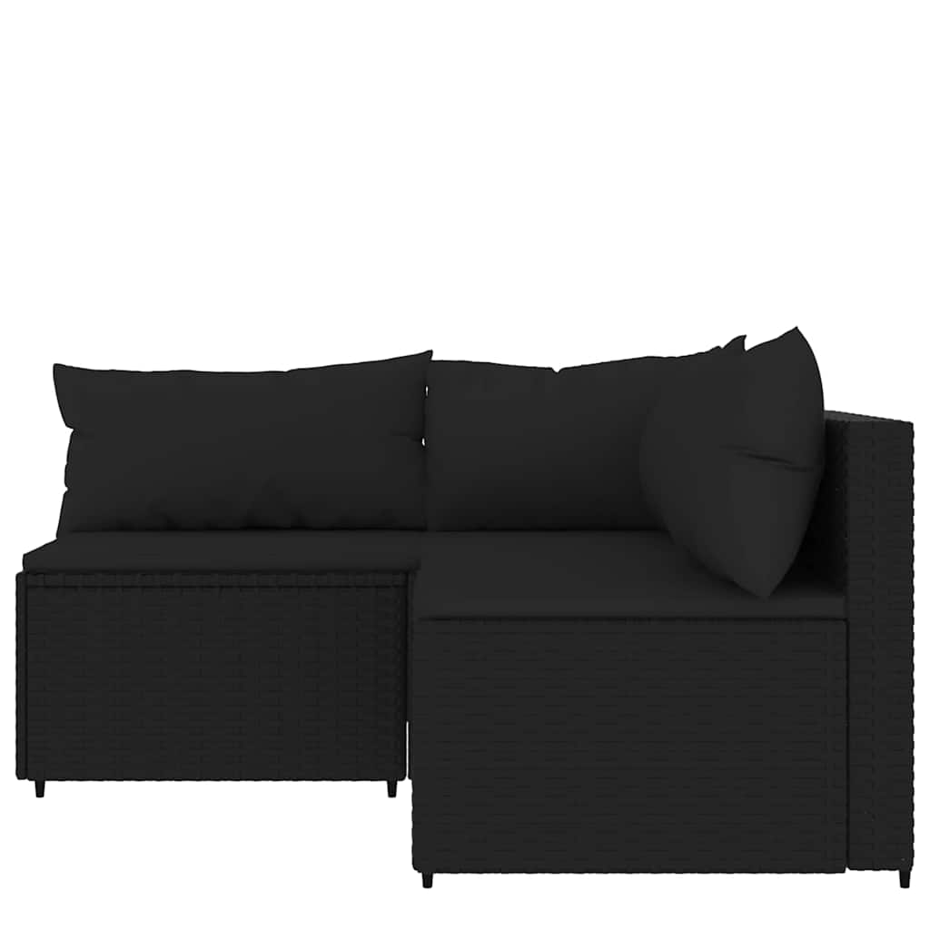 vidaXL Ensemble de salon de jardin 3 pcs avec coussins Noir Résine tressée