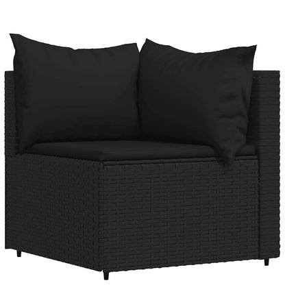 vidaXL Ensemble de salon de jardin 3 pcs avec coussins Noir Résine tressée