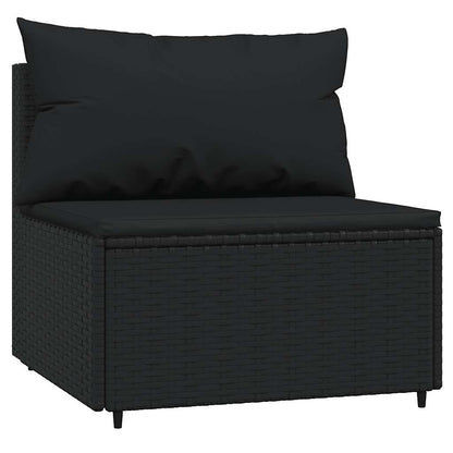 vidaXL Ensemble de salon de jardin 3 pcs avec coussins Noir Résine tressée