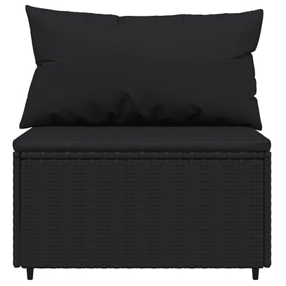 vidaXL Ensemble de salon de jardin 3 pcs avec coussins Noir Résine tressée