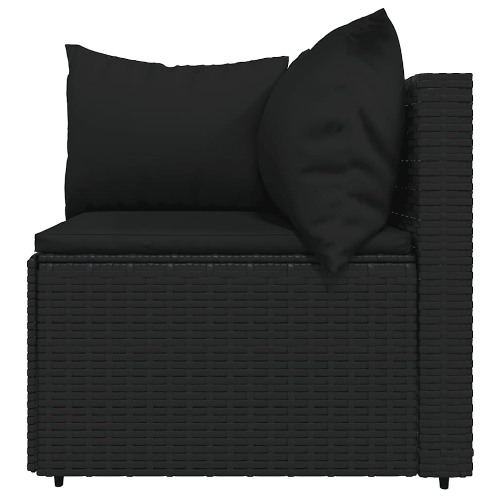 vidaXL Ensemble de salon de jardin 3 pcs avec coussins Noir Résine tressée