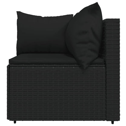 vidaXL Ensemble de salon de jardin 3 pcs avec coussins Noir Résine tressée