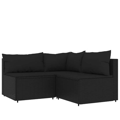vidaXL Salon de jardin 4 pcs avec coussins Noir Résine tressée