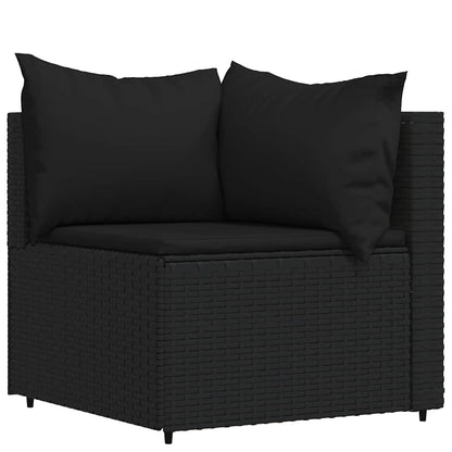 vidaXL Salon de jardin 4 pcs avec coussins Noir Résine tressée