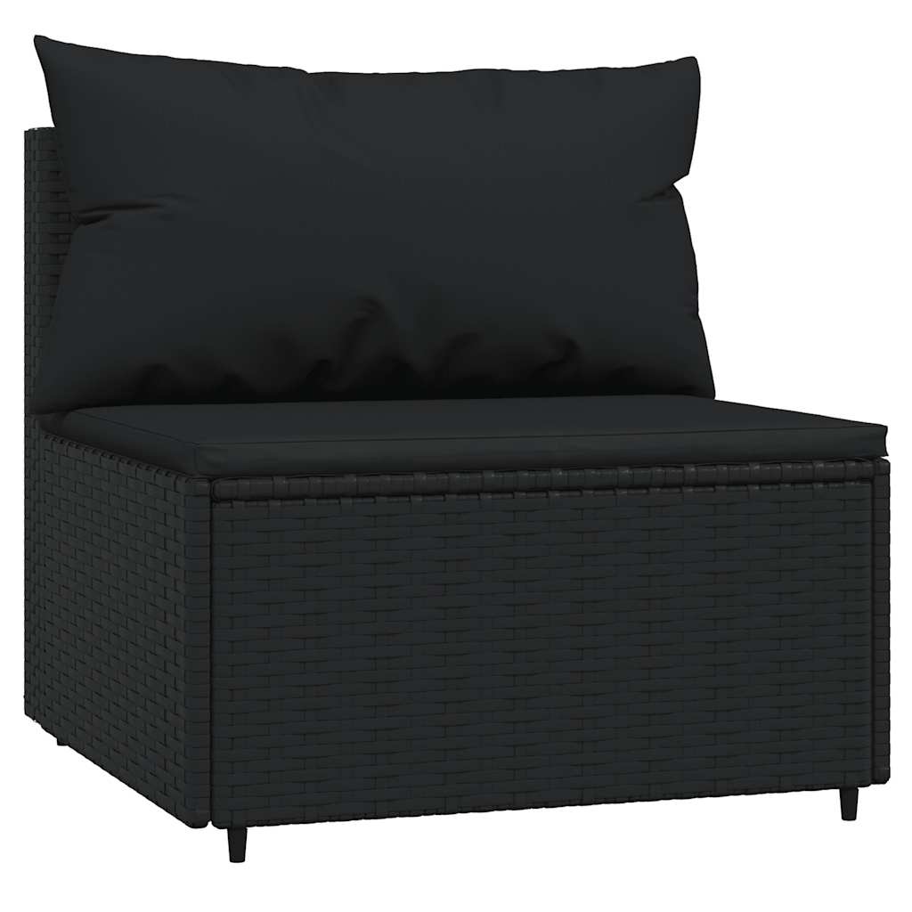 vidaXL Salon de jardin 4 pcs avec coussins Noir Résine tressée
