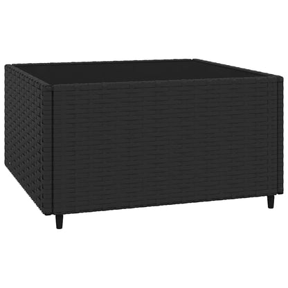vidaXL Salon de jardin 4 pcs avec coussins Noir Résine tressée