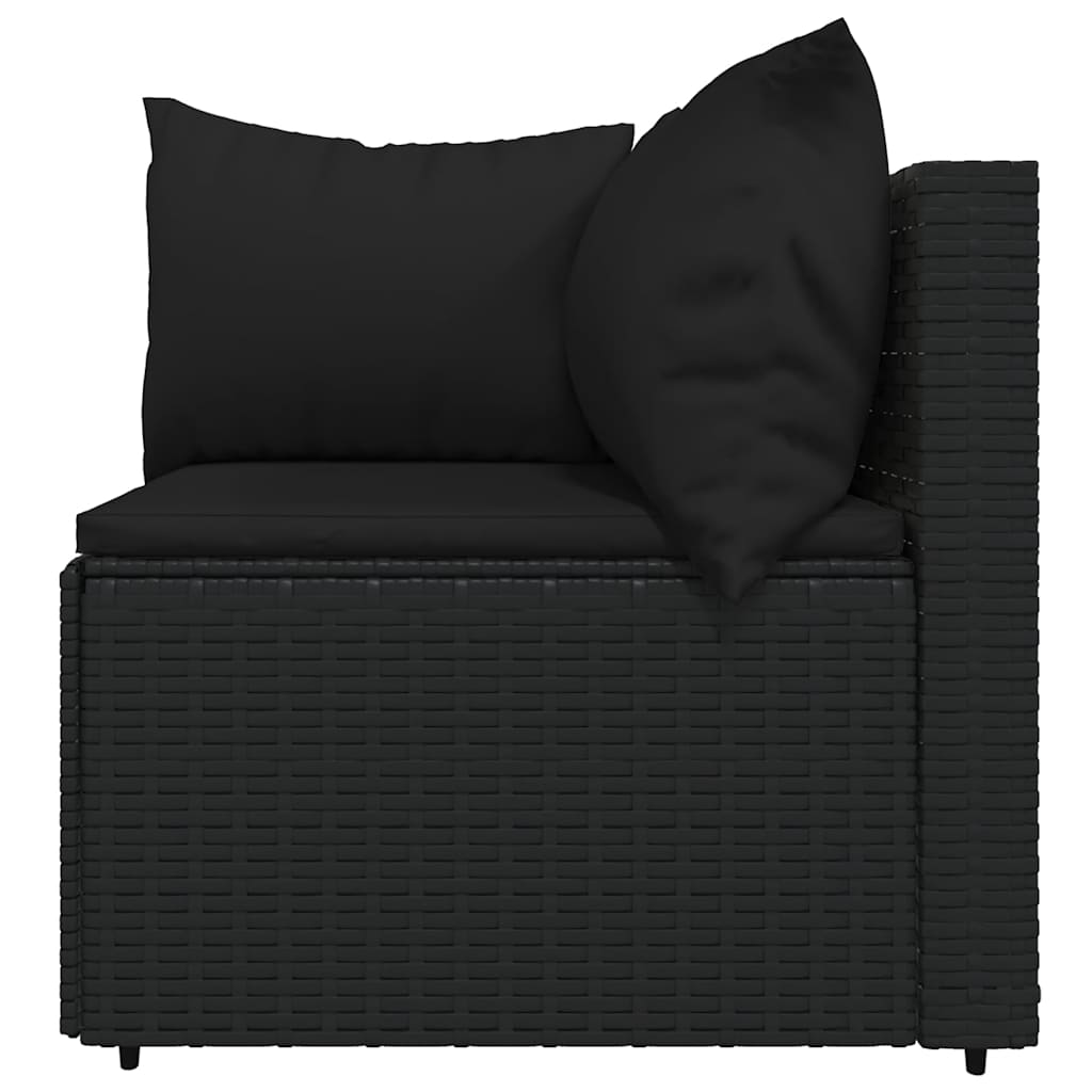 vidaXL Salon de jardin 4 pcs avec coussins Noir Résine tressée