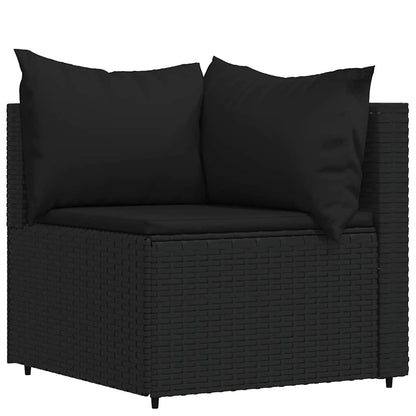 vidaXL 3-tlg. Garten-Lounge-Set mit Kissen Schwarz Poly Rattan
