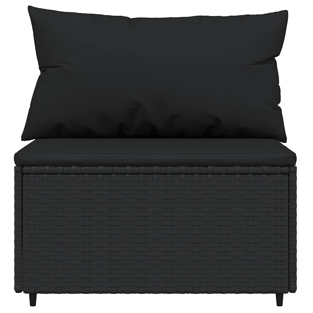 vidaXL Canapés centraux de jardin avec coussins 2 pcs Noir Résine tressée