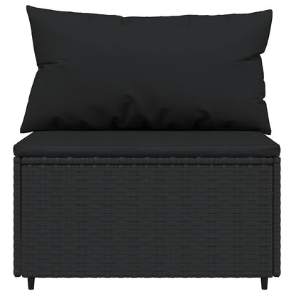 vidaXL Canapés centraux de jardin avec coussins 2 pcs Noir Résine tressée